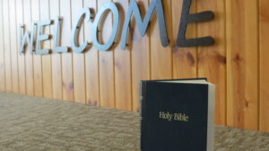Welcome with a bible
